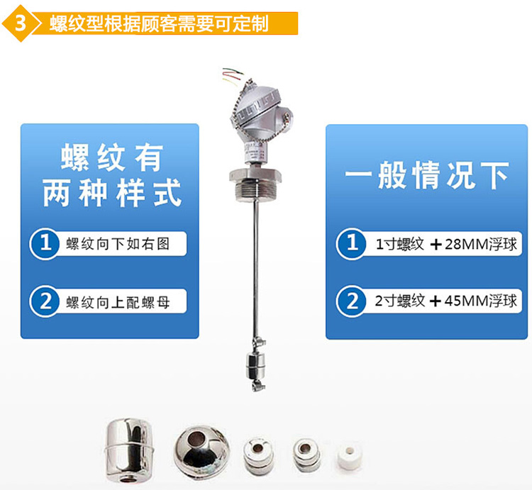 高低位浮球液位計(jì)螺紋分類圖